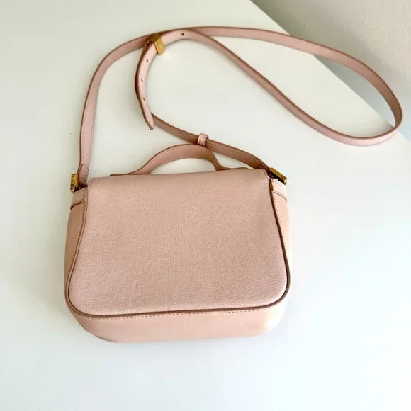 FENDI Light Pink Leather Shoulder Crossbody Bag